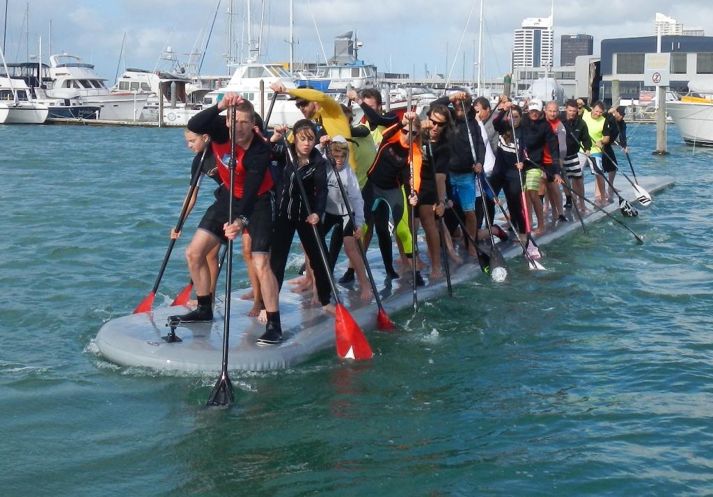 Guinness World record practicing on the Lancer 20m SUP © Charles Winstone